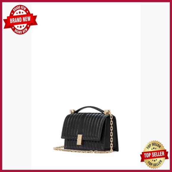 Quilted Leather Mini Crossbody Bag with Chain Strap, Magnetic Closure - Picture 2 of 7